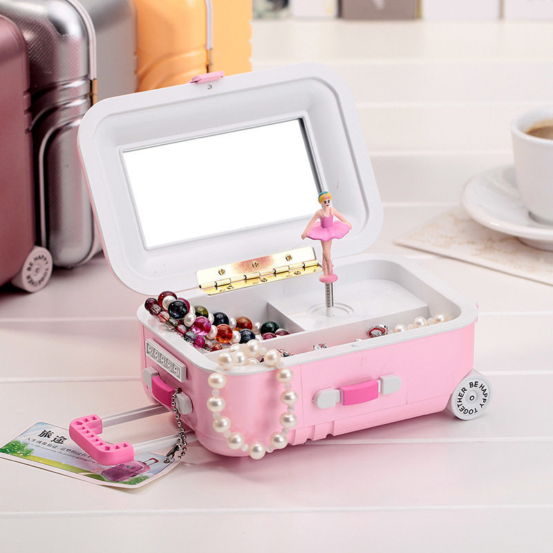 Birthday gift for girlfriend wife best friend girl heart trolley box Creative music box Eight-tone storage desktop ornaments