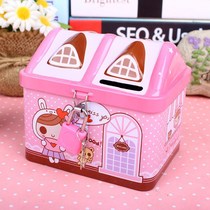 June 1 Childrens Day gifts for children men and women cute house tinplate piggy bank Metal change piggy bank