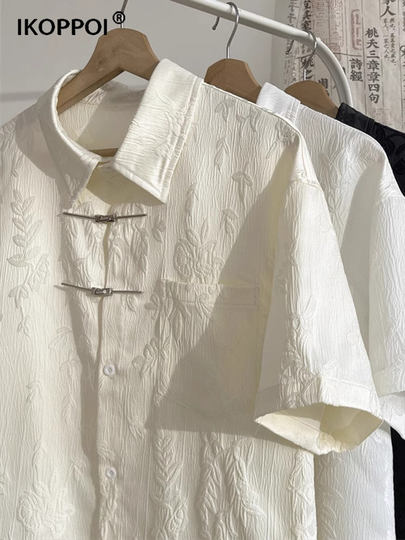 轻奢新中式唐装短袖衬衫男士夏季休闲凉感高级感国风大码外套衬衣