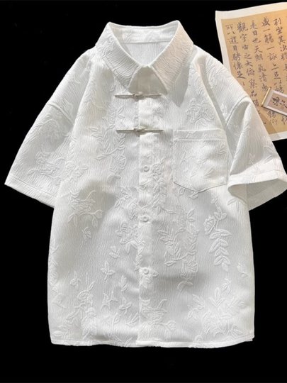 轻奢新中式唐装短袖衬衫男士夏季休闲凉感高级感国风大码外套衬衣