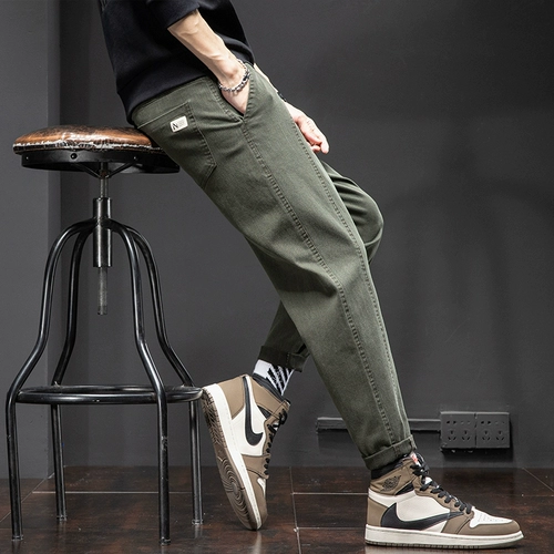 Мужские осенние демисезонные трендовые повседневные брюки, универсальные штаны, свободный прямой крой