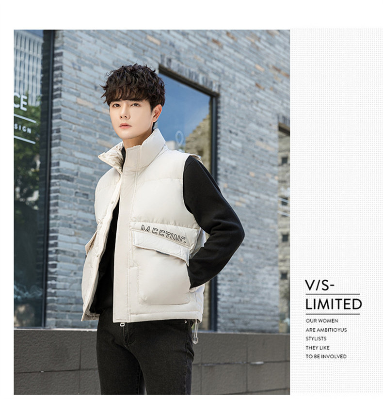 Пуховой жилет 男士马甲秋冬季潮牌轻薄连帽坎肩马夹羽绒服韩版潮流外穿背心外套 Ikoppoi