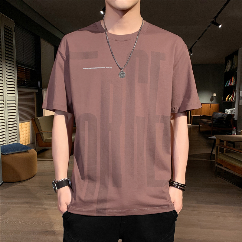 Tide brand summer short-sleeved T-shirt men's Korean version of the trend ins round-neck cotton top loose large size casual half-sleeve T-shirt