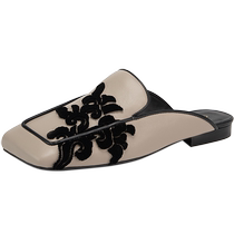 (New Chinese Series) Qianbaidu Hanfu Sheepskin Baotou Slippers 2024 Summer New Sandals Slippers for Womens Outerwear