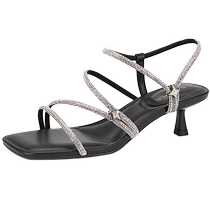 (Fantasy Starlight) Thousand Baidu Rhinestone Kitten Heel Stiletto French Sandals Womens 2024 Summer Fairy Style