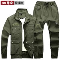 852 Зеленый эластичный костюм в стиле милитари с внутренним карманом