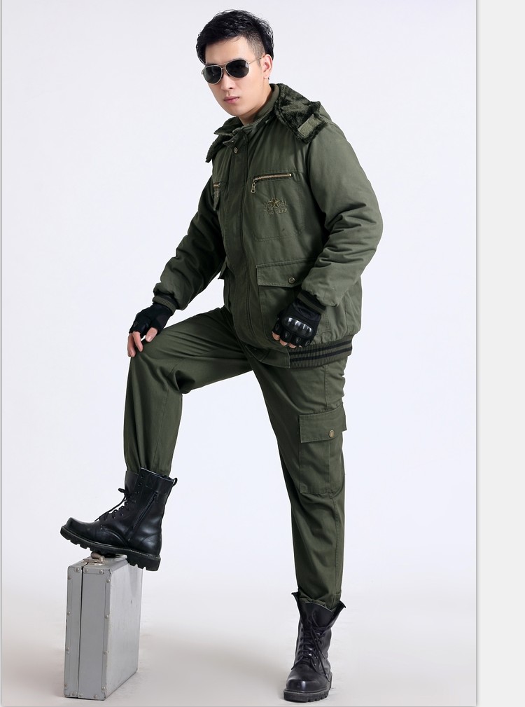 Quần áo lao động áo bông cộng với phân bón để tăng độ dày bảo hiểm lao động nam áo khoác bông mùa đông quần áo kỹ thuật để giữ ấm bông hàn quần áo lạnh quần tây nam đẹp
