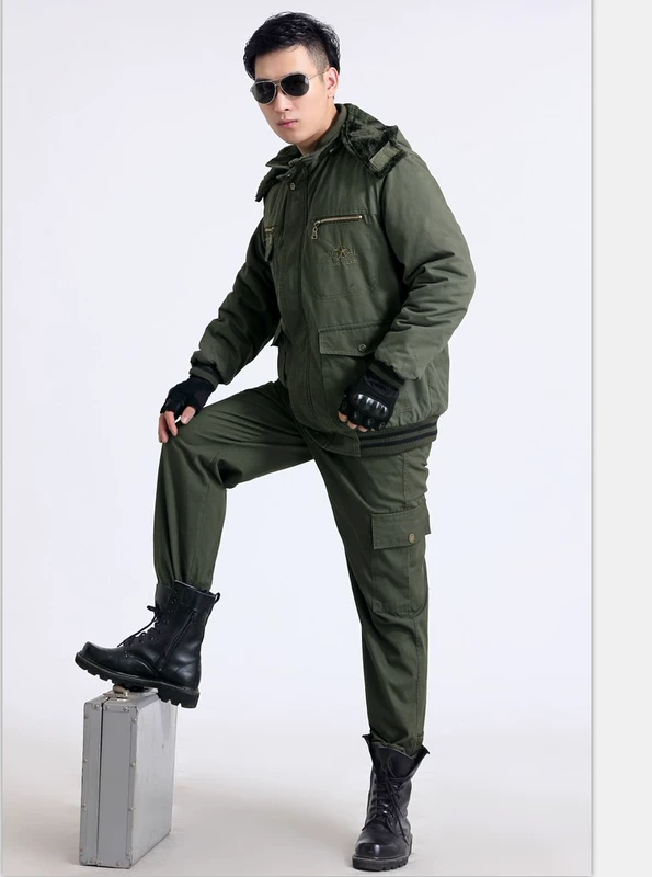 Quần áo lao động áo bông cộng với phân bón để tăng độ dày bảo hiểm lao động nam áo khoác bông mùa đông quần áo kỹ thuật để giữ ấm bông hàn quần áo lạnh