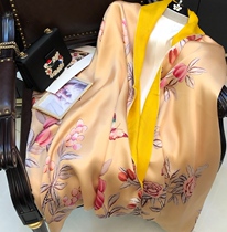 Flower blossom rich silk silk scarf female spring and autumn Joker long warm shawl dual-layer double-sided mulberry silk scarf