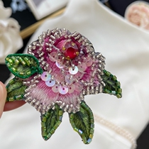 Peony Flowers National Wind Classical Psychic hand Su embroidered nail beads Chest Needle Festival Exquisite Gift Hanfu Qipao Chest Flower
