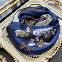 National style new pure hand embroidered embroidered silk scarf female spring and autumn mulberry silk double shawl gift