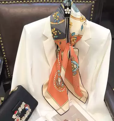 Heart Water style bright orange silk silk scarf female plum blossom Chinese knot mulberry silk twill silk big square scarf shawl