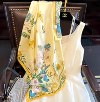 Minus Age Goose Yellow Spring Summer New Real Silk Scarves Women 100 Hitch Silk Diagonal Textured Silk Big scarlet out of the cape