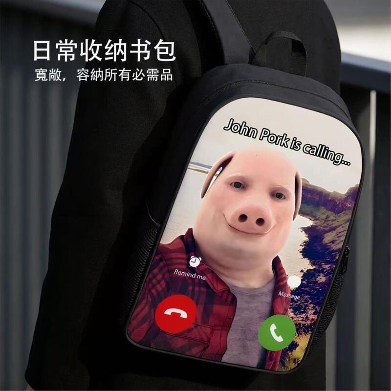 Piggod School Bag Pig God Backpack Funny Pig-Headed Person Answering Phone Screen Backpack Double Shoulder Bag Travel Bag Piggod School Bag Pig God Backpack Funny Pig-Headed Person Answering Phone Screen Backpack Double Shoulder Bag Travel Bag