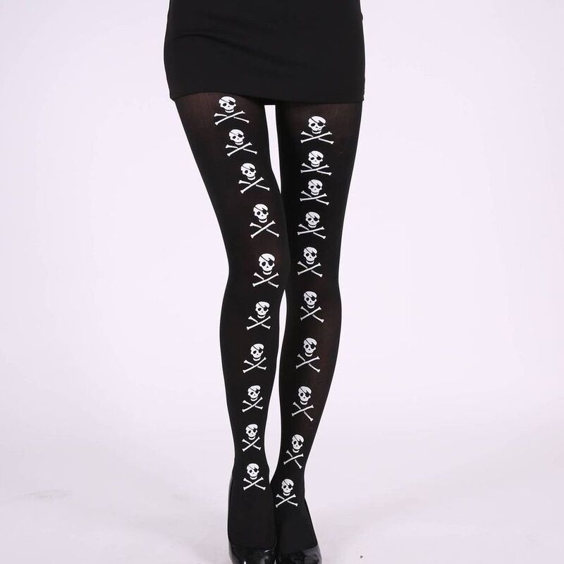 Skull Stockings, Skull Black Pantyhose, Dark Style Personalized Skull Print Halloween Socks Skull Stockings, Skull Black Pantyhose, Dark Style Personalized Skull Print Halloween Socks