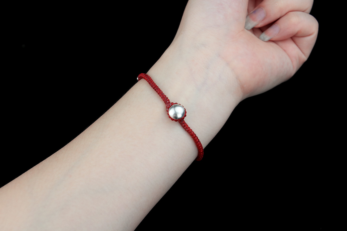 Mùa xuân và mùa hè Mới Thái Lan S925 Sterling Silver Dây đan bằng tay Kiểu vòng tay hạt đơn giản - Vòng chân lắc chân vàng PNJ