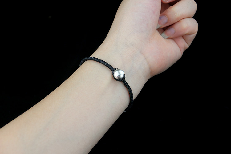 Mùa xuân và mùa hè Mới Thái Lan S925 Sterling Silver Dây đan bằng tay Kiểu vòng tay hạt đơn giản - Vòng chân lắc chân vàng PNJ