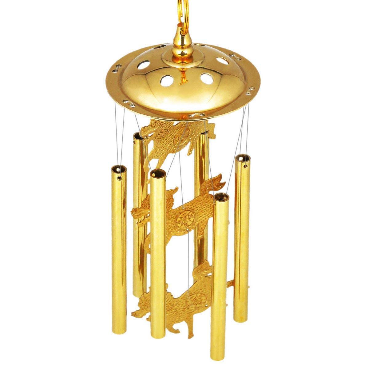 Copper Wind Chime Door Bell Pendant Hanging Ornament Six-Tube Qilin Metal Copper Bell Home Living Room Balcony Decoration Gift