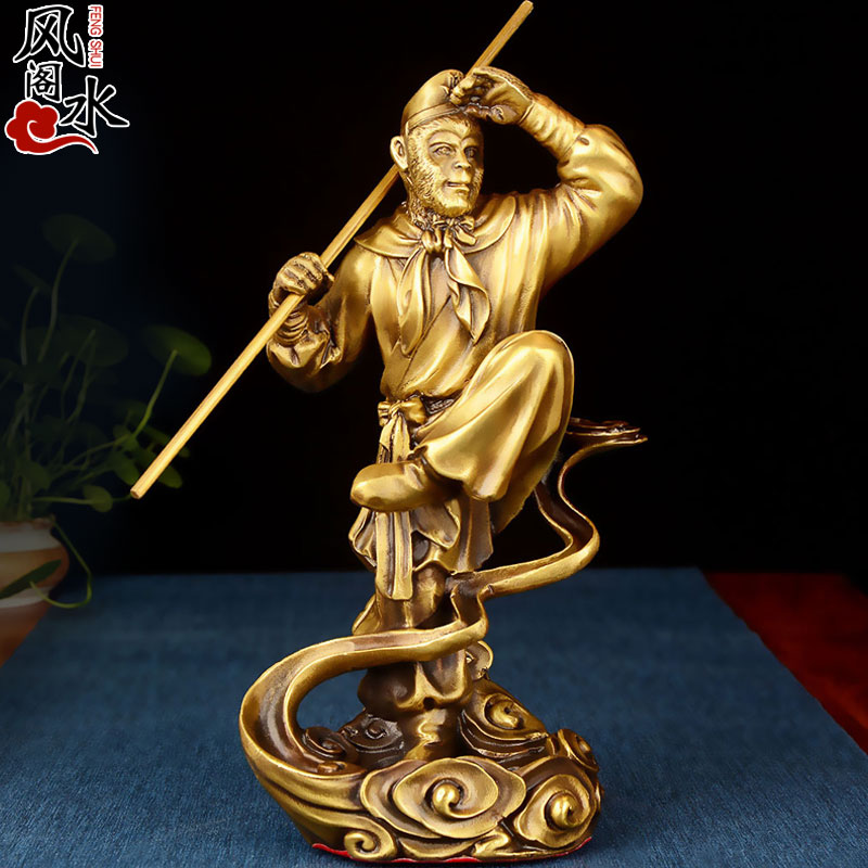 Feng Shui Pavilion Sun Wukong ornaments fight to defeat The Buddha Bronze Qi Tian Dasheng Buddha Statue Bronze Monkey Living Room Zen Home Decoration