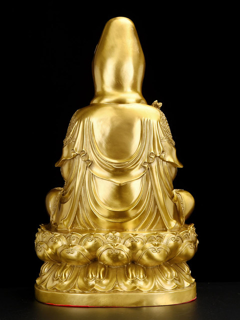 Guan Yin Bodhisattva Brass Statue for Home Worship, Sitting on Lotus, Avalokiteshvara, Offering Children, Copper Statue, Handicraft Ornament