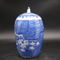 Special price blue and white ice plum jar winter melon jar imitation antique antique porcelain hand-painted collection ornaments