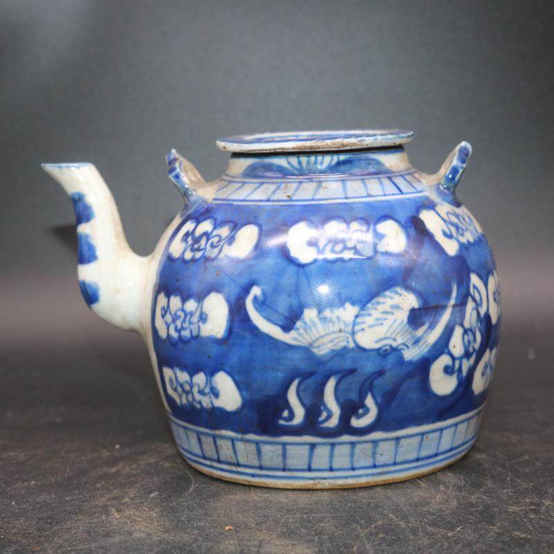 Jingdezhen porcelain Qing late Futattoo teapot full hand hand-painted antique old stock old stock swing piece