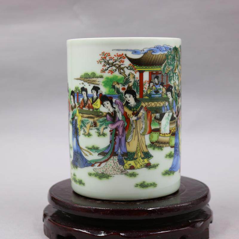 Republic Pink Duojin Hairpin Pen pen to make old imitation antique porcelain old factory goods Home Decorative Antique Pendulum collection