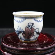 Ming Quan hand-painted blue and white figure figure small flower pot antique porcelain antique folk old goods ornaments