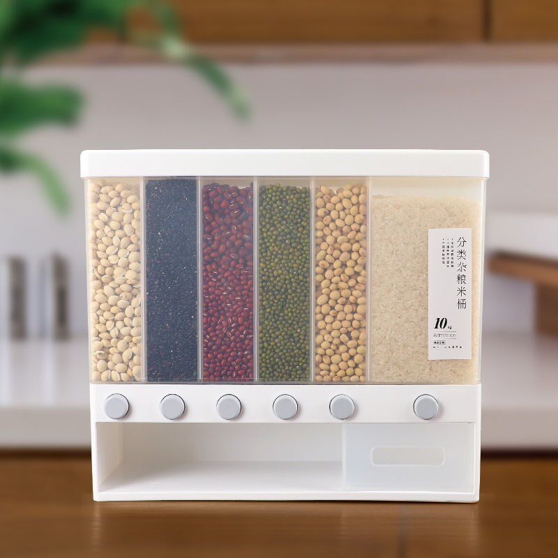 Japan-style Classified Rice Barrel Home Moisture Protection 20 Catty Grain Seal Containing Box Multifunction Separation Large Size Storage Rice Tank Cylinder