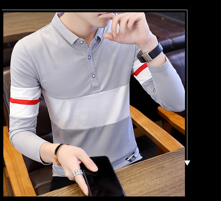 Áo thun dài tay mùa thu cho bé trai 131517 tuổi có cổ áo sơ mi cộc tay học sinh trung học ve áo polo áo thun có cổ nam