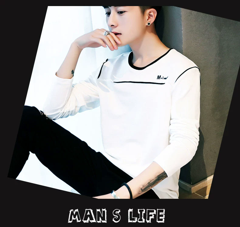 Mùa xuân thường nhỏ áo bóng chày đồng phục áo len nam áo khoác xu hướng đẹp trai dài tay nam t-shirt Slim quần áo mùa xuân và mùa thu