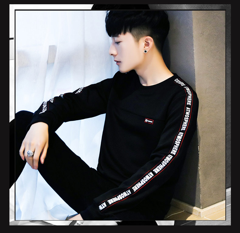 Mùa xuân thường nhỏ áo bóng chày đồng phục áo len nam áo khoác xu hướng đẹp trai dài tay nam t-shirt Slim quần áo mùa xuân và mùa thu