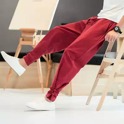 Retro Chinese style linen slacks men's loose cotton trousers big size trend fat fat bunches lantern Haren pants