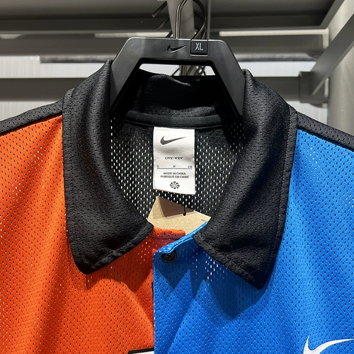 Мужская осенняя сетчатая дышащая футболка одинакового цвета с короткими рукавами и лацканами Nike IH9267-010