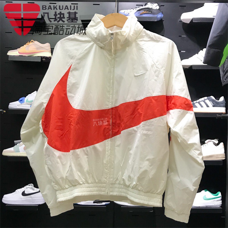 Nike Men's Jacket 2024 Spring New Style Large Hook Woven Windbreaker Loose Stand-Up Collar Jacket Fb7878-133