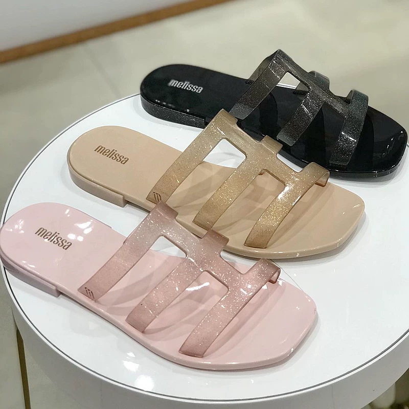 Специальное предложение подлинные женские шлепанцы Melissa Melissa, римская плоская пляжная обувь с образами людей, холодная, желейная обувь