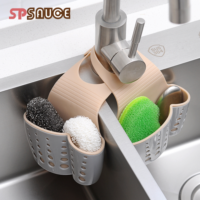 Sink drain basket Hanging storage bag Kitchen shelf Pool faucet Dish washing sponge drain rack Hanging basket