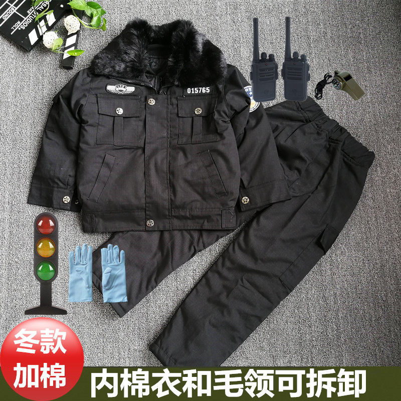 2020 children's winter thick cotton clothes small police small special sheriff costumes toy gift show Halloween