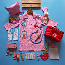 Childrens little doctor nurse kindergarten professional Play House role costume white coat girl 61