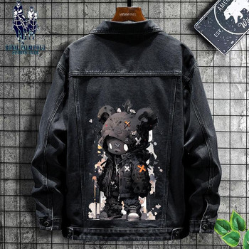 Trendy high-end autumn and winter men's denim jackets, trendy american handsome spring and autumn jackets, korean style loose tops