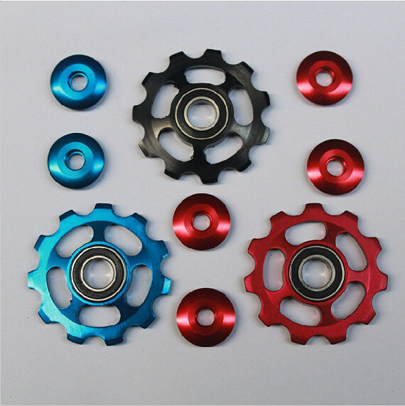 Mountain bike high-end rear dial guide wheel bearing anode CNC dial sprocket 11 tooth guide wheel flywheel guide wheel