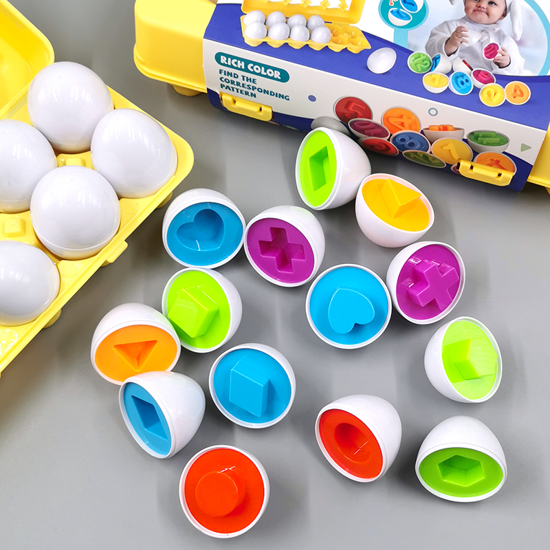 Children Color Early Teach Cognitive Smart Egg Shape Pattering Egg Simulation Egg Toy Puzzle 1 - 2 - 3 years old