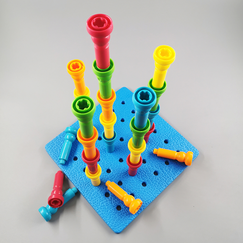 Large J small D recommended lauri small nail plate mushroom nail puzzle early to teach infant baby to insert nails toy 1-2-Taobao