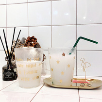 ins Nordic creative household trend Gold English belt Brushing teeth Living room drinking buffalo milk cup Heat-resistant glass