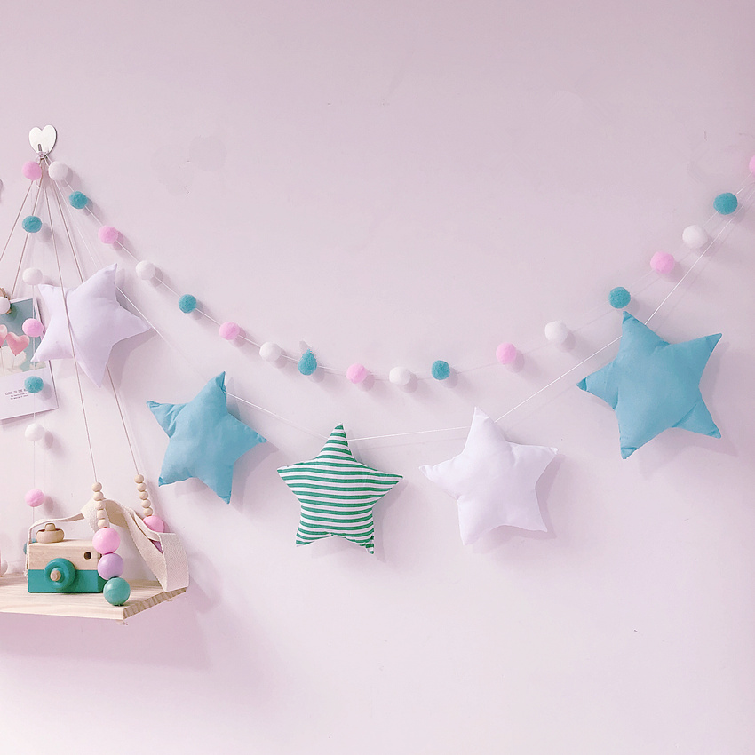 ins Net red room decoration Nordic children's room Creative girl heart Bedroom wall decoration Star wall decoration