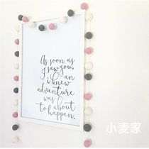 ins Nordic style Childrens room wall decoration Macaron hair ball string hanging string Net red bedroom bedside hanging decoration