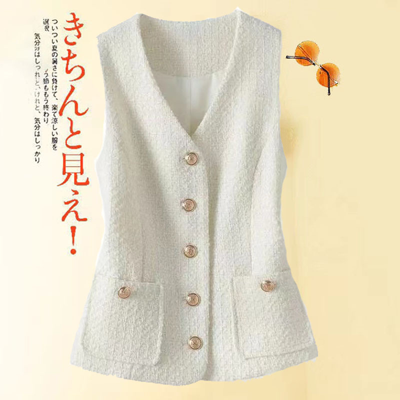 Fashionable Versatile Chanel-Style Vest Jacket 2024 Spring and Autumn New Sleeveless Single-Breasted Cardigan Top for Women