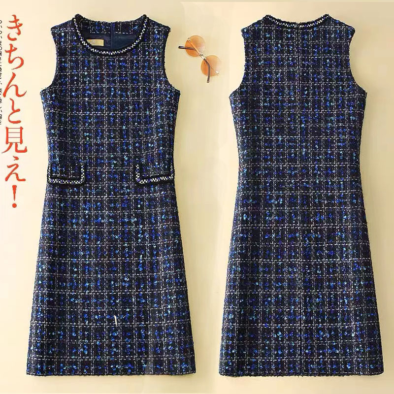 Fashionable and Versatile Winter Thickened Vest Dress 2025 New Style Chanel-Inspired Slim Fit Mid-Length Trendy Dress