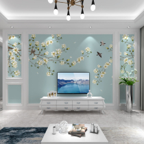 2021 New Chinese style fine brushwork magnolia flowers and birds TV background wall wallpaper living room sofa film and television Wall mural