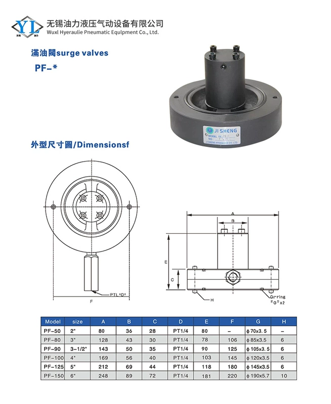 Van nạp dầu ép thủy lực PF/PDF/SVF-50/80/90/100/125/150F van dầu đầy đủ mặt bích